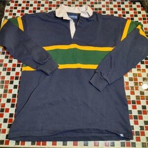 Withernot Rugby Navy Polo with Green and Yellow Stripes
